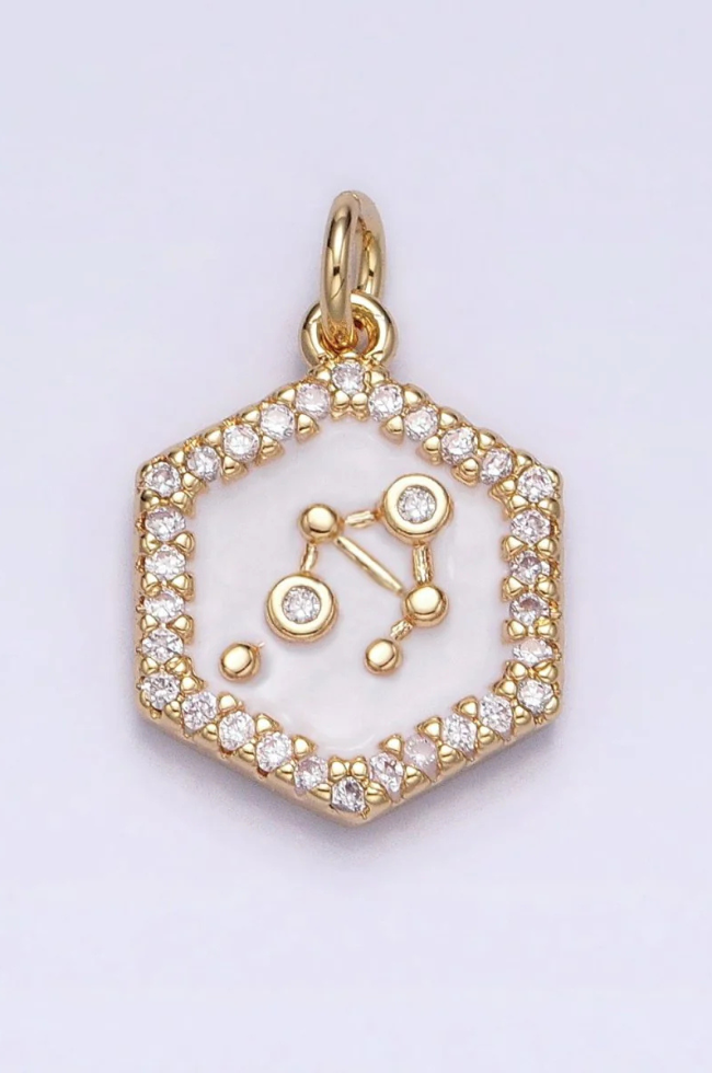 White Enamel Birth Star Zodiac Charm