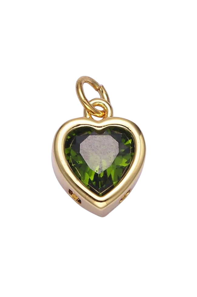 Gold Heart Birthstone Charm