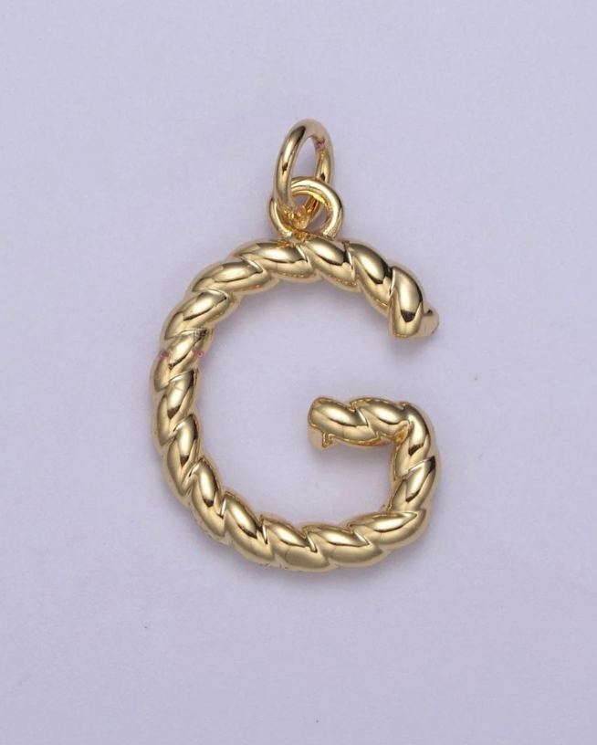 Gold Twisted Initial Charm