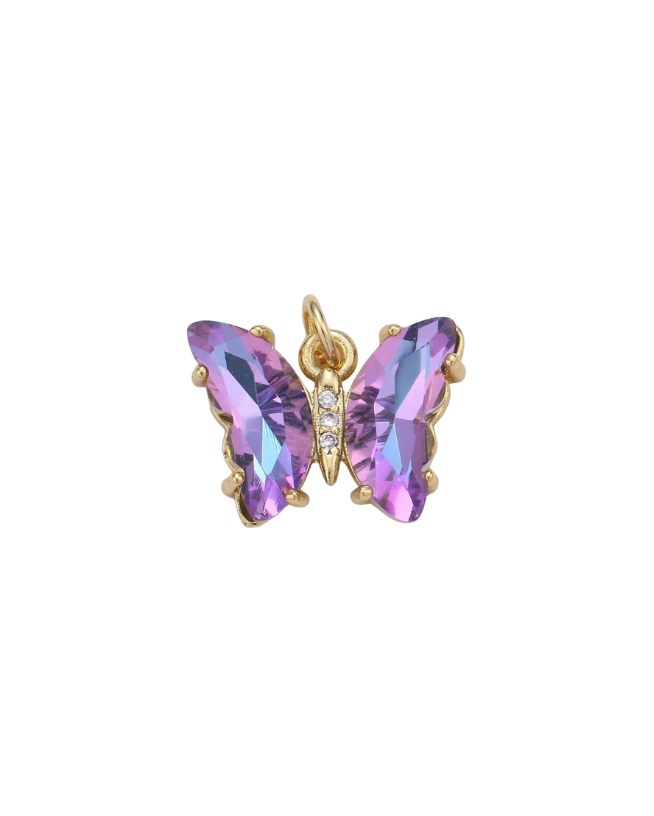 Gold Gemstone Butterfly Charm