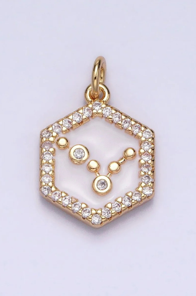 White Enamel Birth Star Zodiac Charm