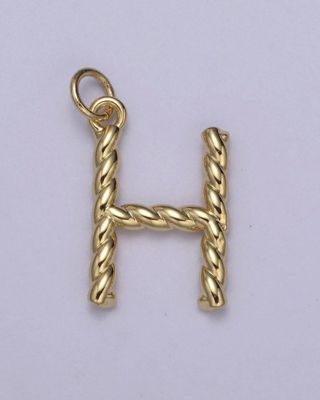 Gold Twisted Initial Charm