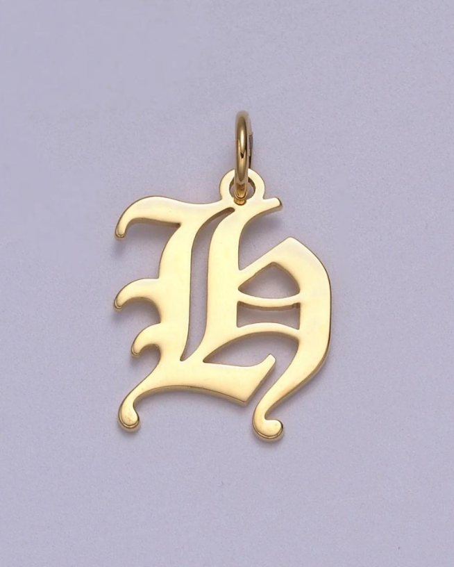 Gold Old English Initial Pendant