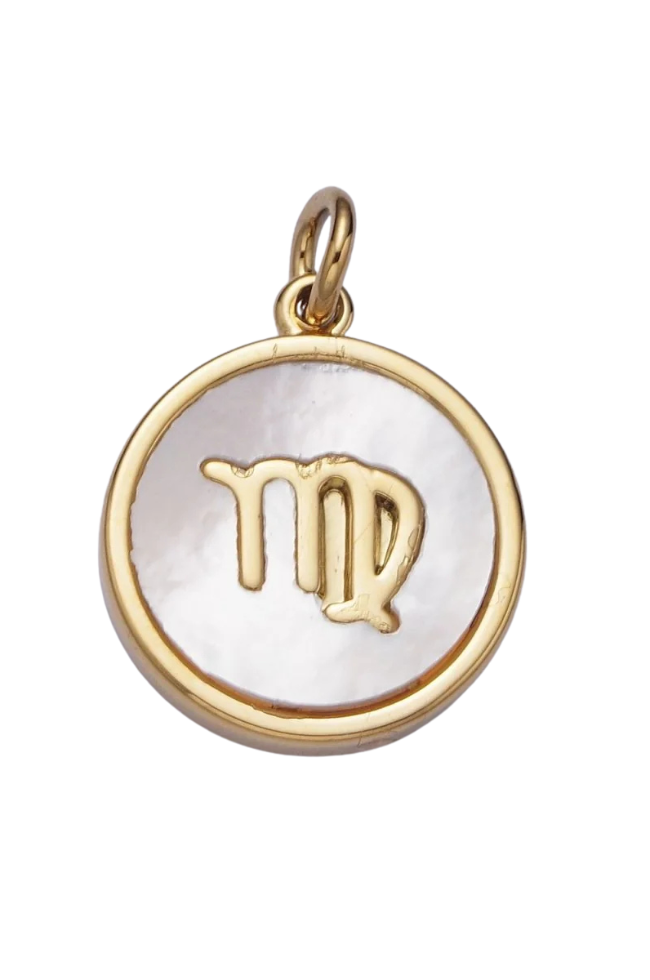 Round White Shell Zodiac Charm
