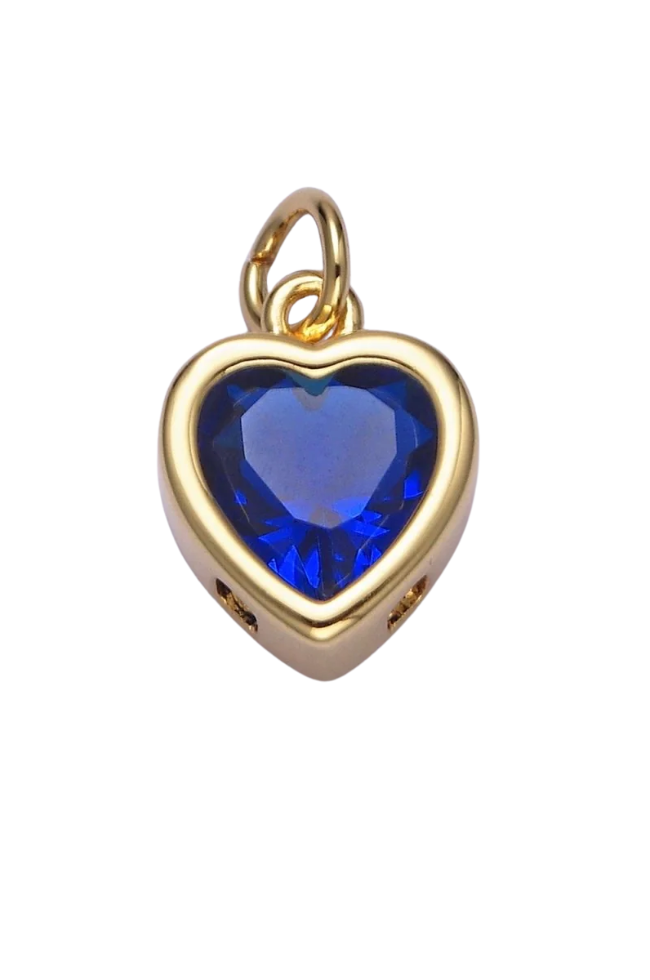 Gold Heart Birthstone Charm