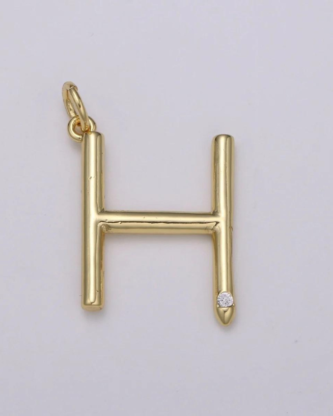 Gold Minimalist CZ Initial Charm