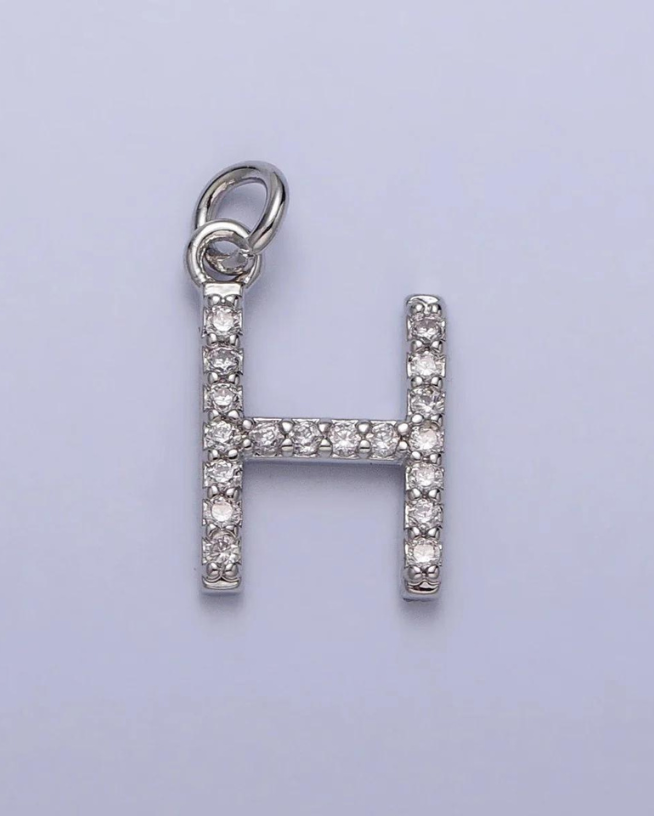 Silver CZ Initial Charm