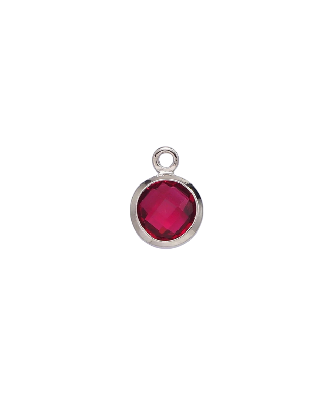 Silver Round Birthstone Charm