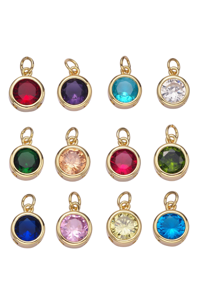 Gold Circle Birthstone Charm