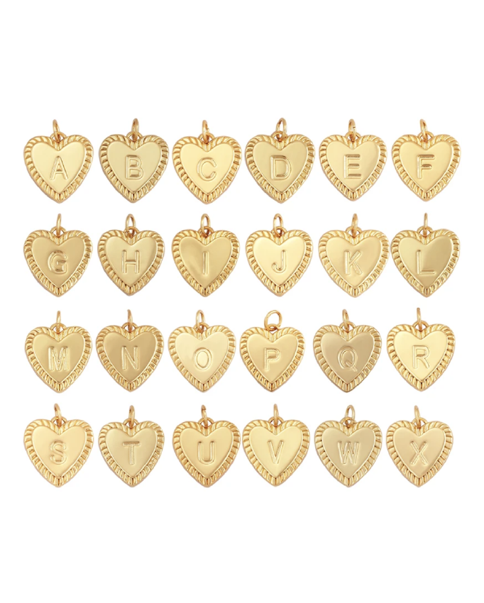 Gold Heart Initial Charm