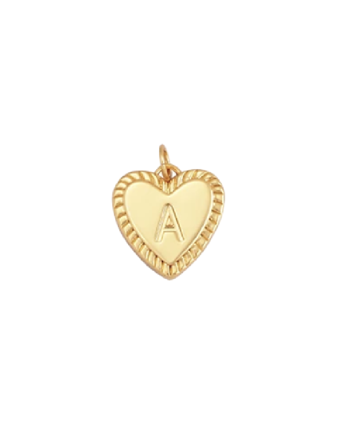 Gold Heart Initial Charm