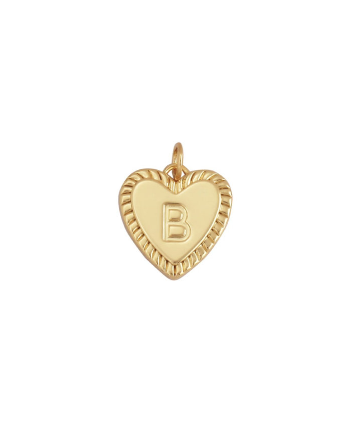 Gold Heart Initial Charm