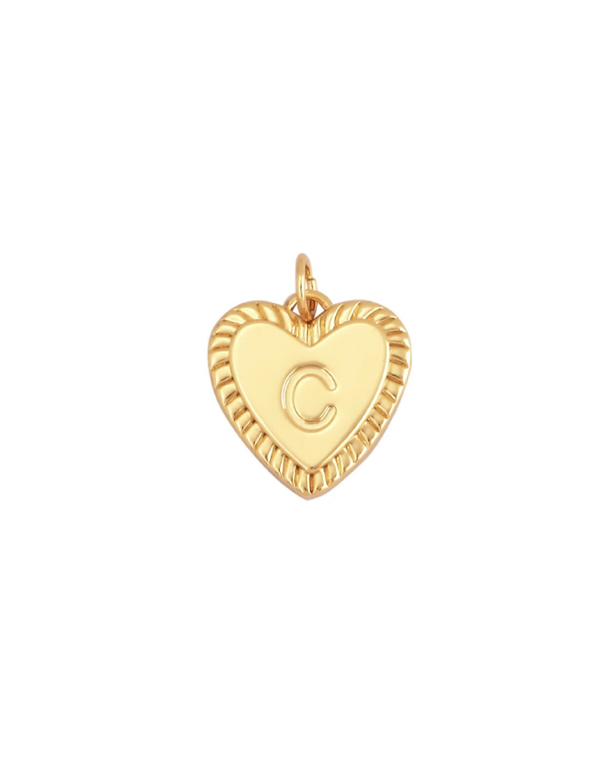 Gold Heart Initial Charm