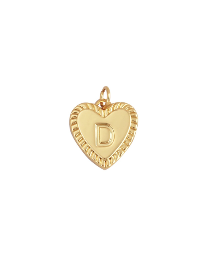 Gold Heart Initial Charm