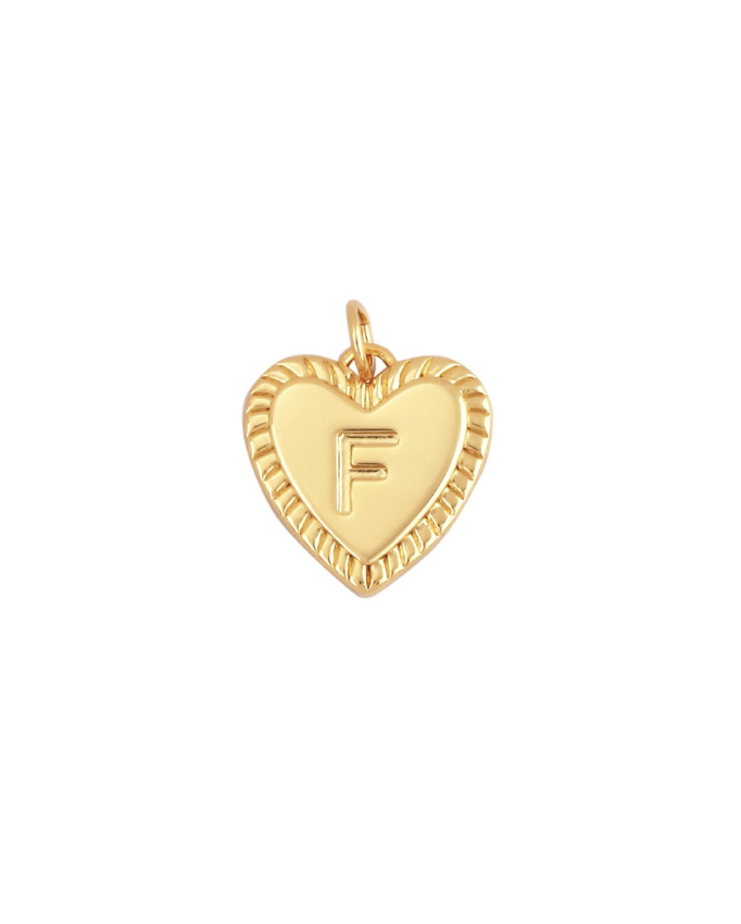Gold Heart Initial Charm