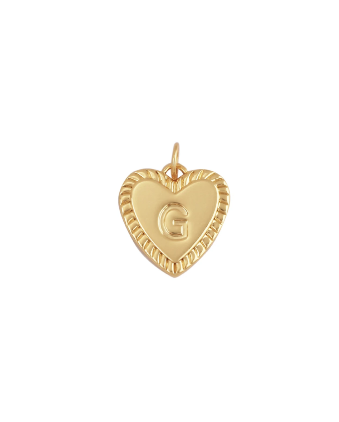 Gold Heart Initial Charm