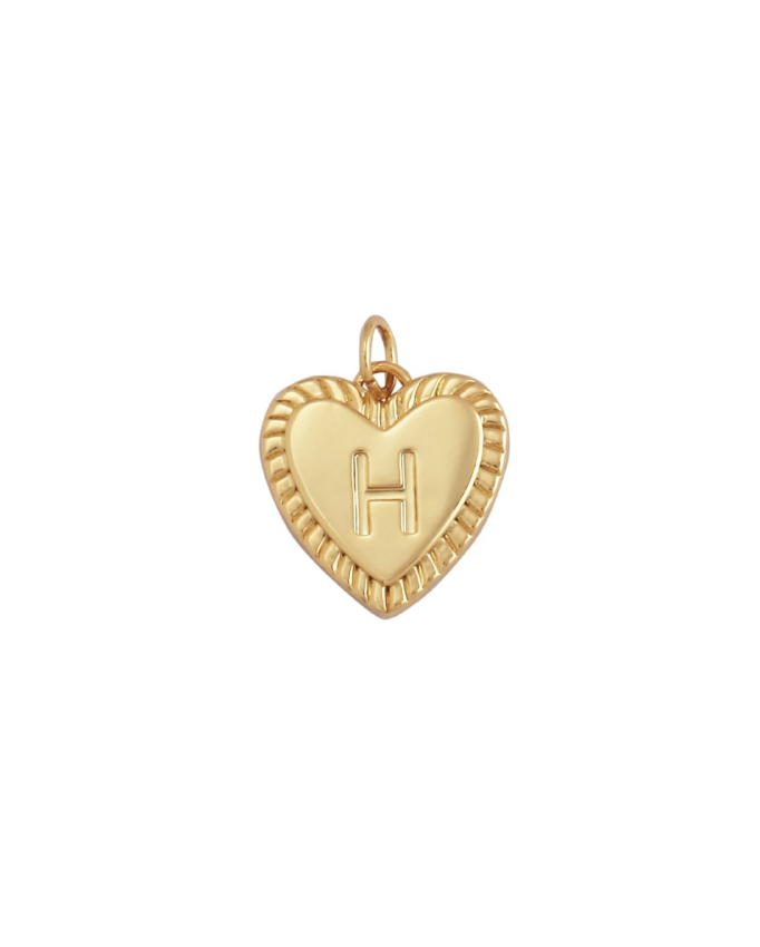 Gold Heart Initial Charm