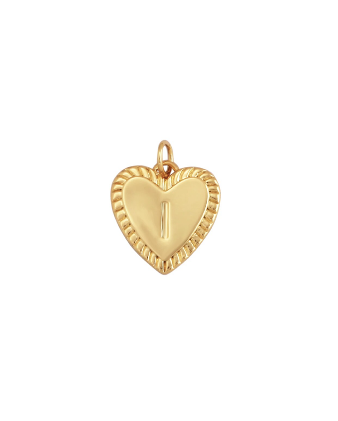 Gold Heart Initial Charm