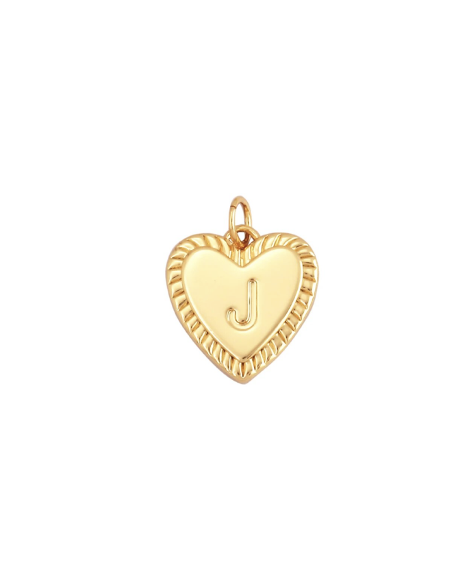 Gold Heart Initial Charm