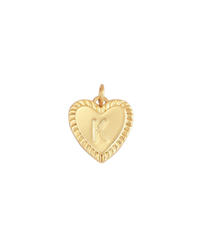 Gold Heart Initial Charm