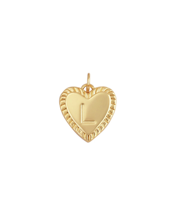 Gold Heart Initial Charm