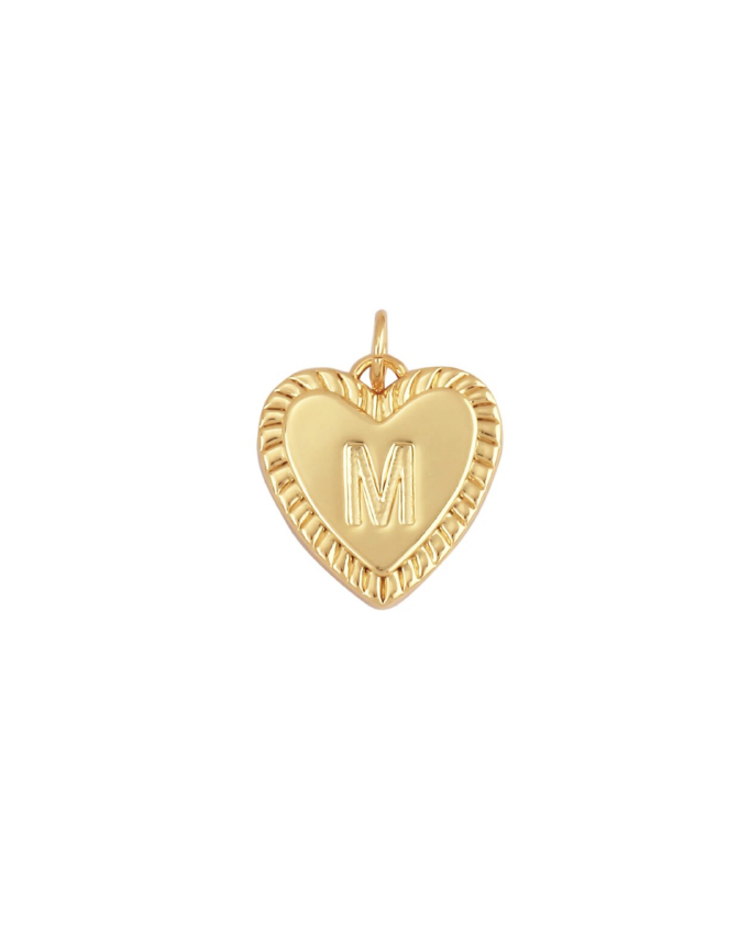 Gold Heart Initial Charm