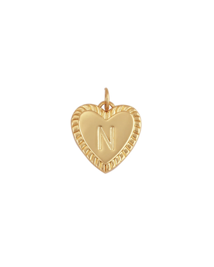 Gold Heart Initial Charm