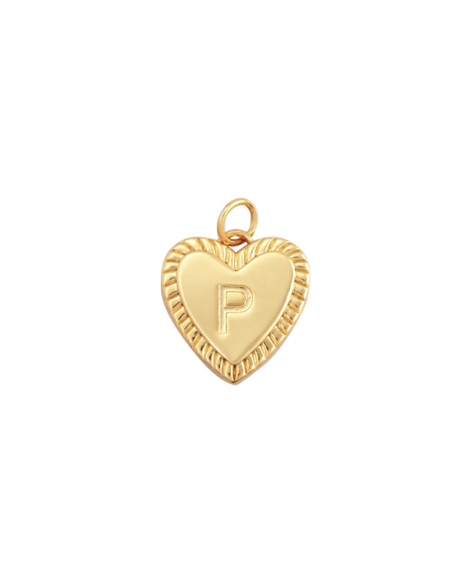 Gold Heart Initial Charm