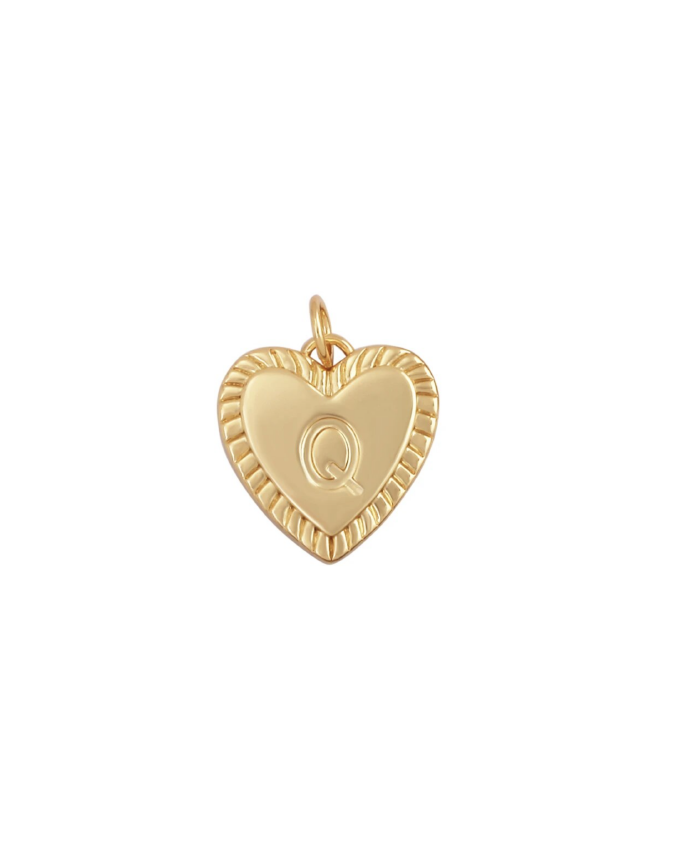 Gold Heart Initial Charm