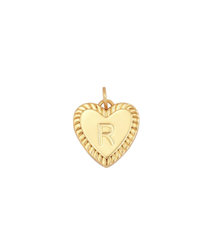 Gold Heart Initial Charm