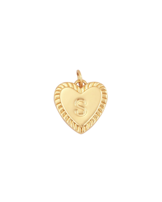 Gold Heart Initial Charm