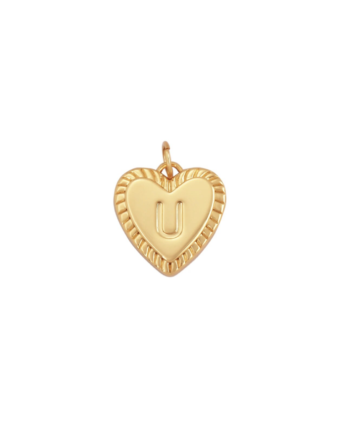 Gold Heart Initial Charm