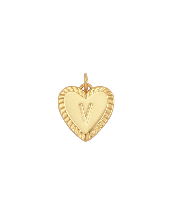 Gold Heart Initial Charm