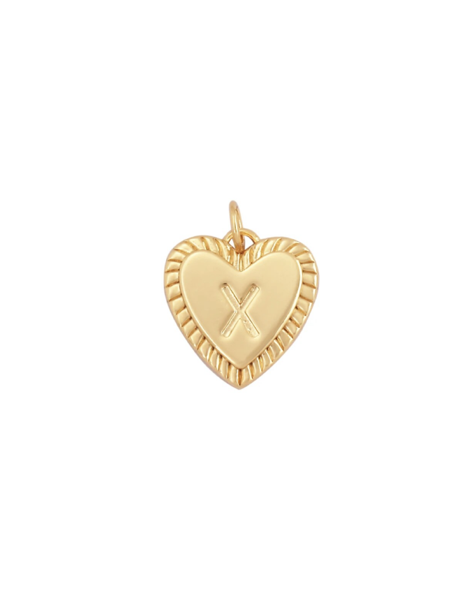 Gold Heart Initial Charm