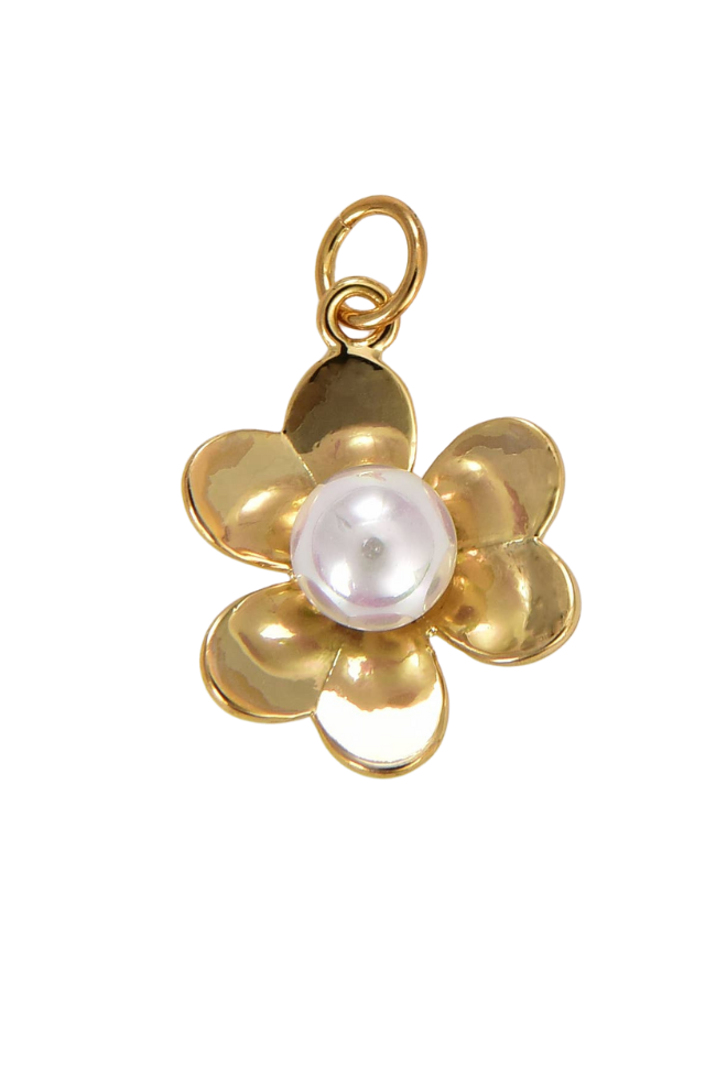 Gold 3D Pearl Flower Charm