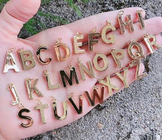 Large Gold Initial Charm
