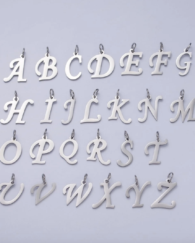 Silver Script Initial Charm