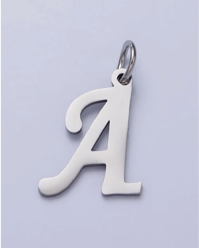 Silver Script Initial Charm