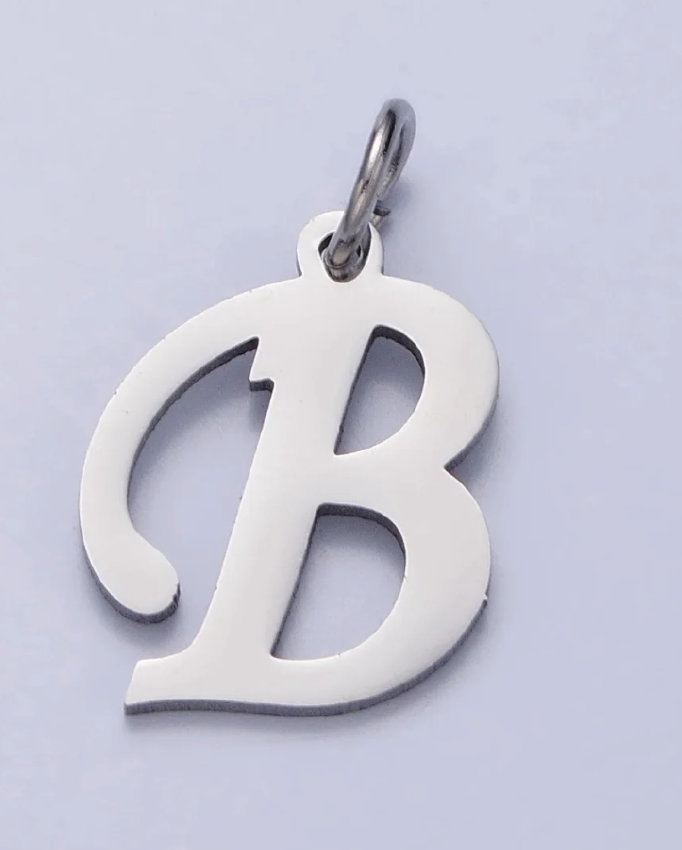 Silver Script Initial Charm