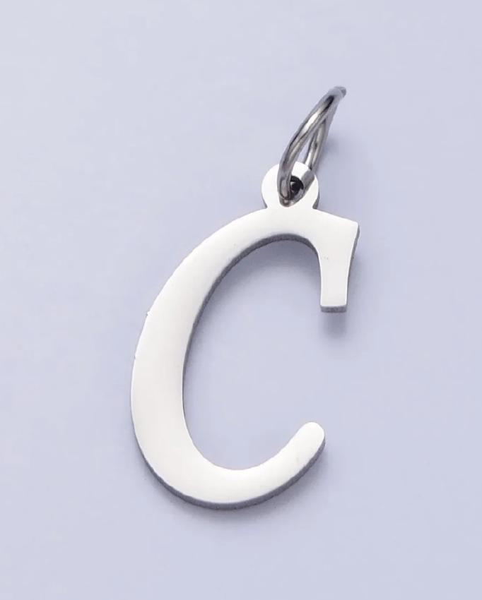 Silver Script Initial Charm