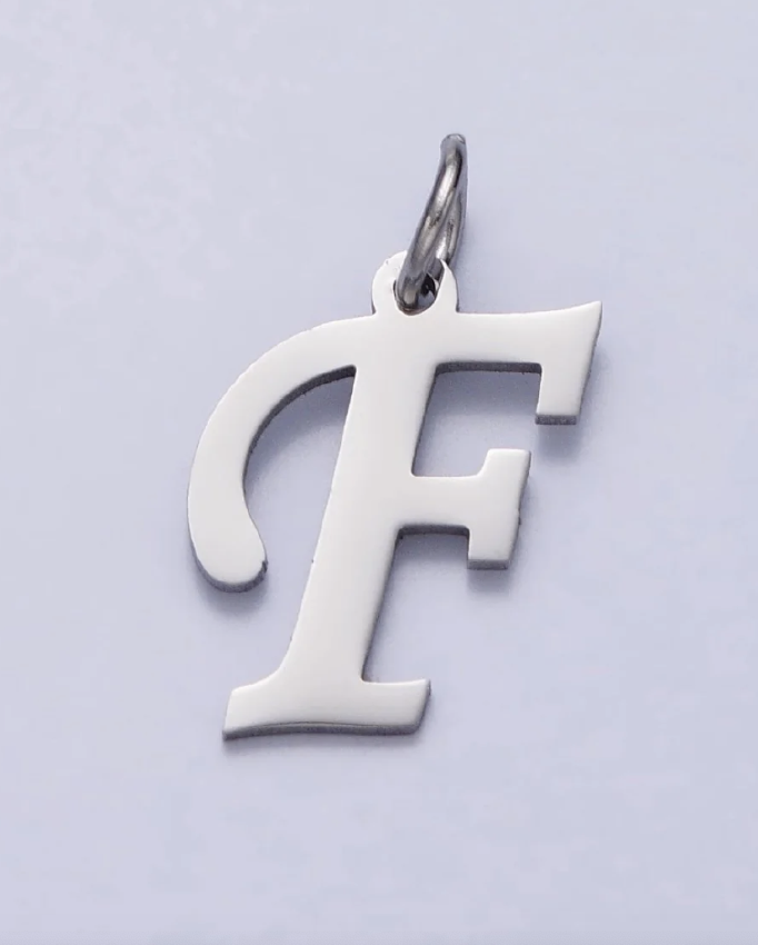 Silver Script Initial Charm