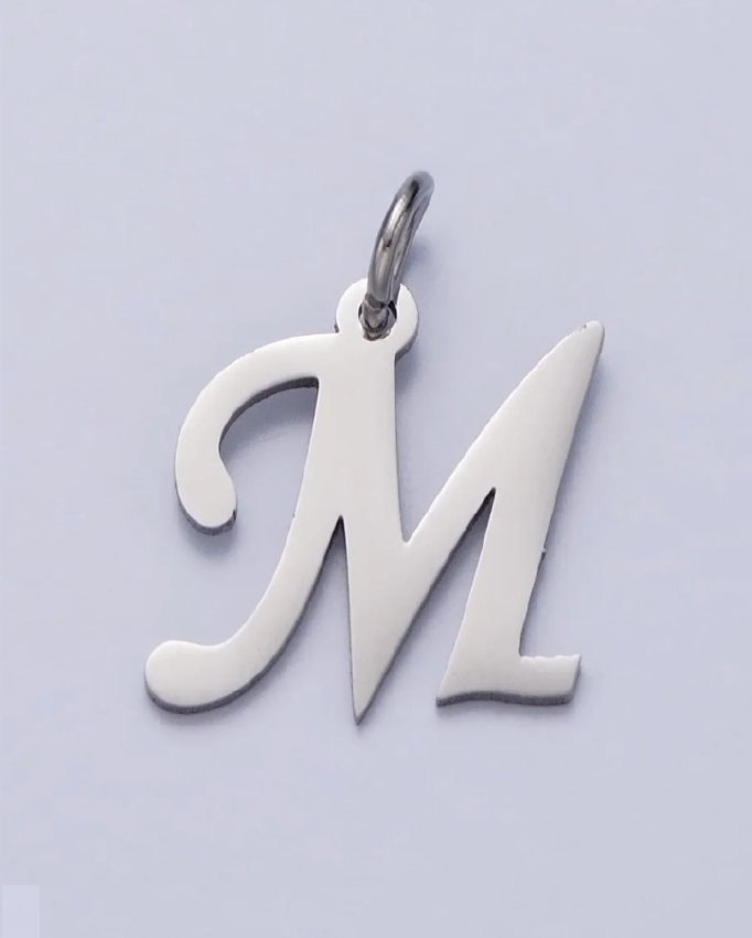 Silver Script Initial Charm