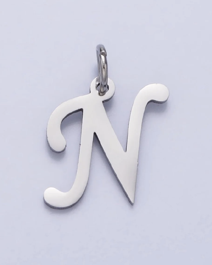 Silver Script Initial Charm