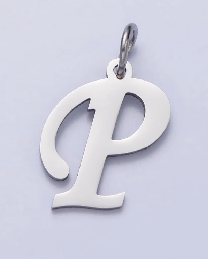 Silver Script Initial Charm