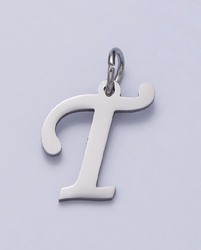 Silver Script Initial Charm
