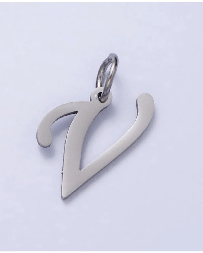 Silver Script Initial Charm