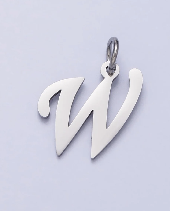 Silver Script Initial Charm