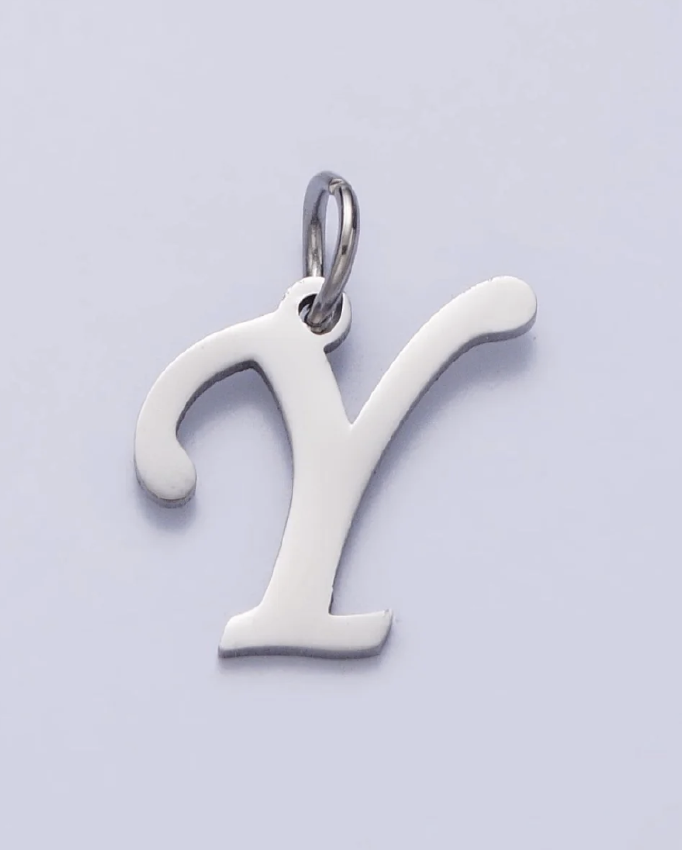 Silver Script Initial Charm