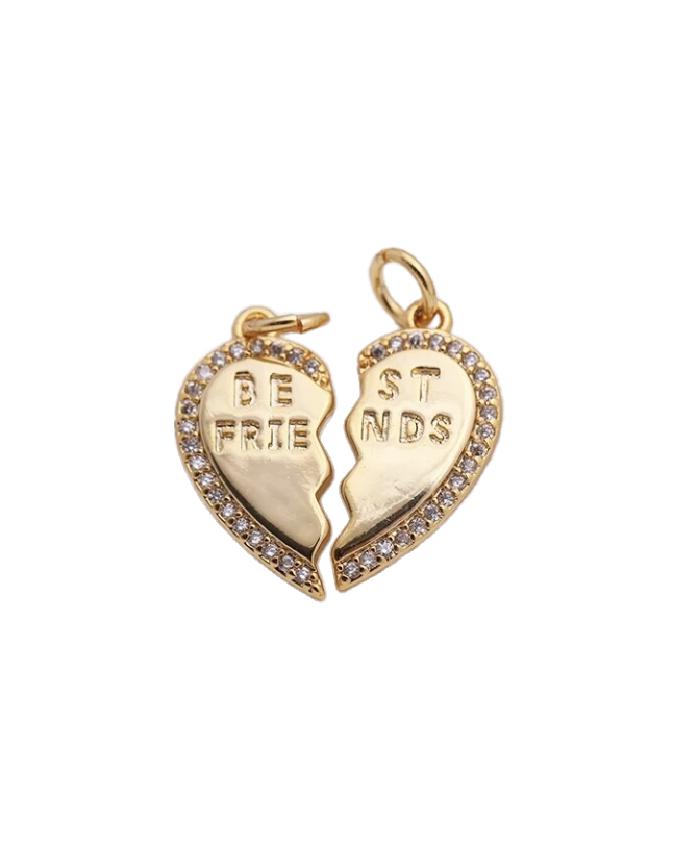CZ Best Friends Heart Charms