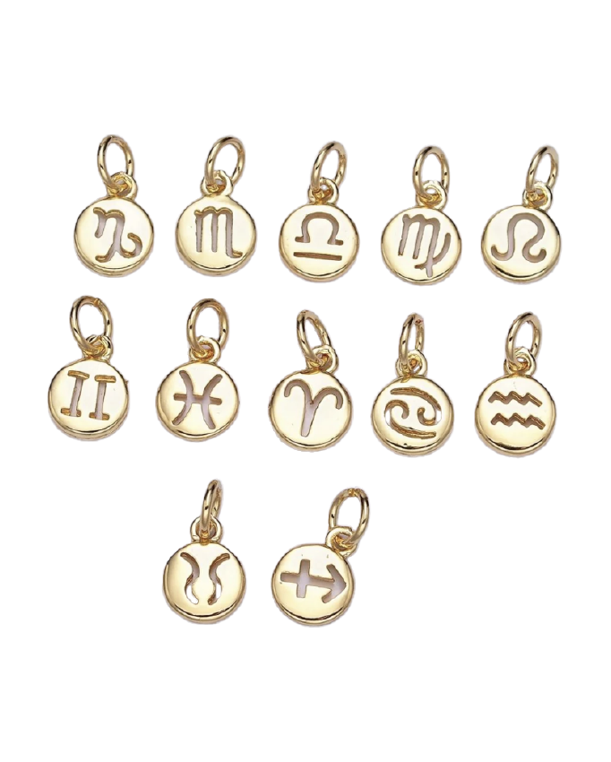 Mini Gold Circle Zodiac Charm